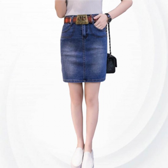 Women Fashion Sexy Midi Denim Vintage Design Blue Color Mini Skirt WC-89BL