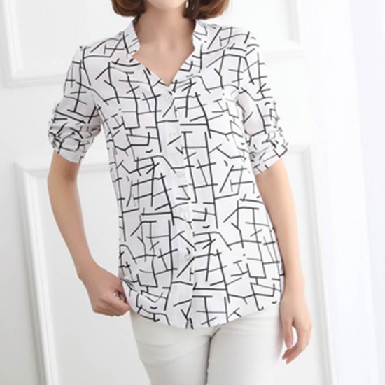 Women's Irregular Lines Style Striped Casual Shirt WC-92