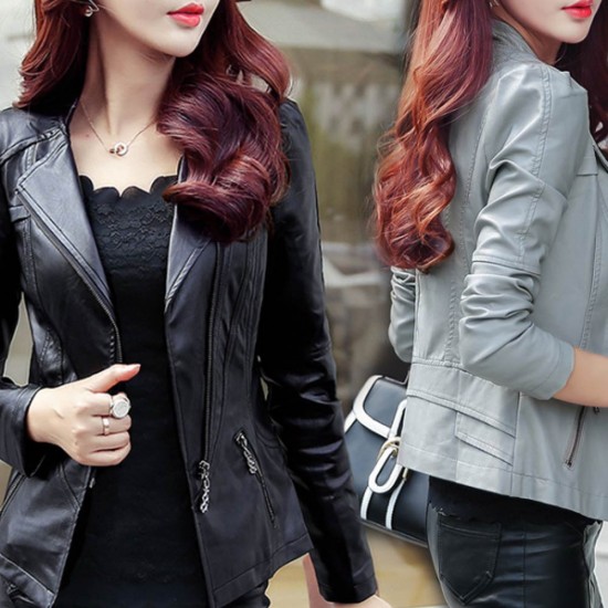 Showing image for Women Trendy Body Fit Design Leather Black Casual Jacket WJ-13BK Women Trendy Body Fit Design Leather Black Casual Jacket WJ-13BK image