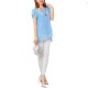 Elegant Chiffon Short Sleeve Light Blue Loose Bottom Top for Women WC-150LB image