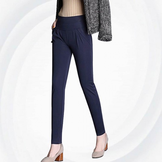 Women Blue Real Shot Casual Harem Pants Spring and autumn Trousers WC-151BL