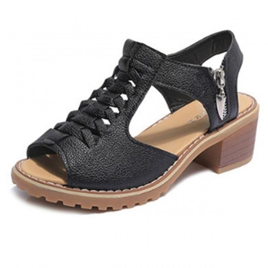 Women Stylish Summer Rough Waterproof  With Side Zip Sandals S-105BK