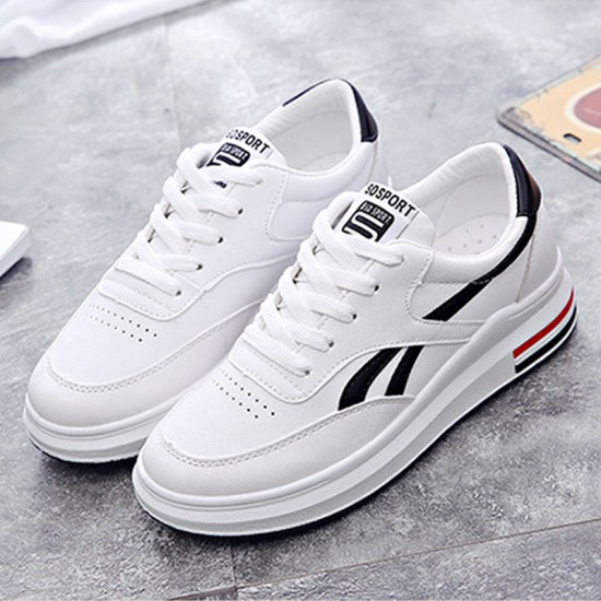 Buy Women Elegant White Casual Shoes With Thick Bottom Black Stripe S ...