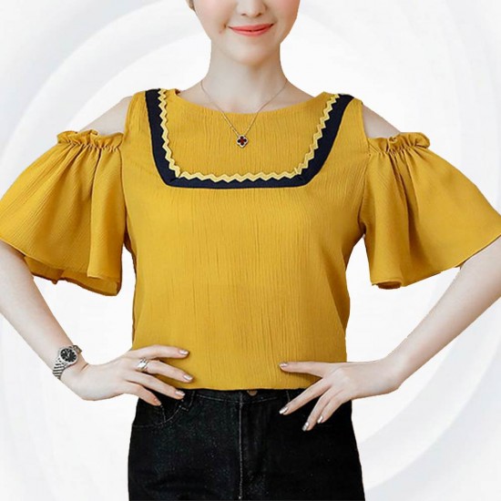 Showing image for New Real Shot Strapless White Chiffon With Short Sleeve Shirt WC-169Y New Real Shot Strapless White Chiffon With Short Sleeve Shirt WC-169Y image