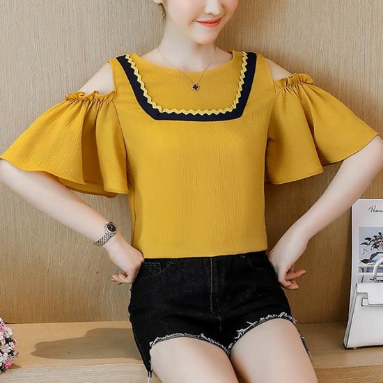 Showing image for New Real Shot Strapless White Chiffon With Short Sleeve Shirt WC-169Y New Real Shot Strapless White Chiffon With Short Sleeve Shirt WC-169Y image
