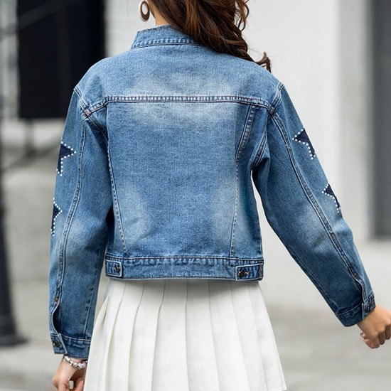 Embroider Women's Denim Short Paragraph Latest Jacket WJ-28 image