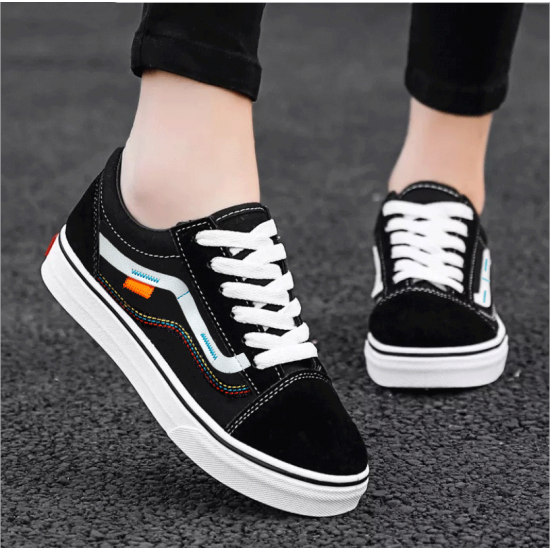 Summer and Autumn Women Black Canvas Flat Bottom Shoes S-127BK image