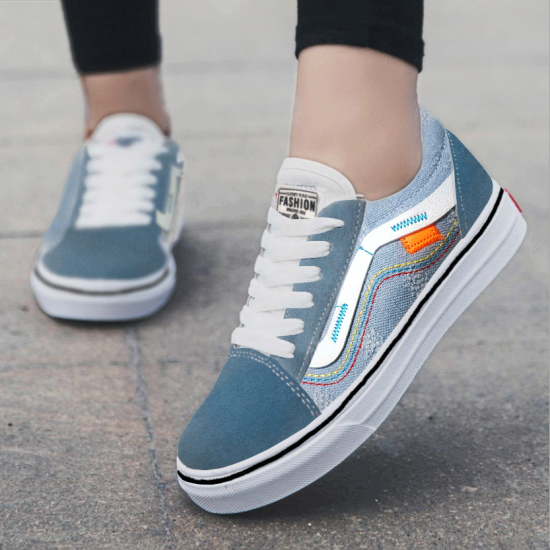 Summer and Autumn Women Blue Canvas Flat Bottom Shoes S-127BL Summer and Autumn Women Blue Canvas Flat Bottom Shoes S-127BL