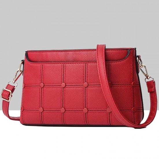 Rivets Decorated Small Square Red Shoulder Bag WB-54RD