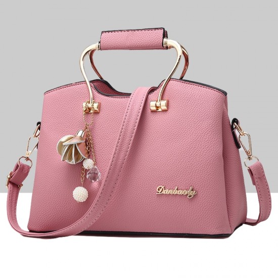 Retro Leather Plain Pink Shoulder Handbag WB-57PK