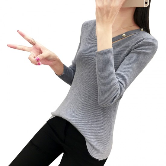 Women's Long-sleeved V-neck Sexy Slim Sweater WH-23GR image