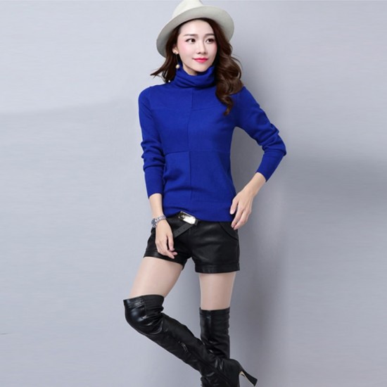 Showing image for Women's Check Patched High Neck L-Sleeve Sweater WH-26BL Women's Check Patched High Neck L-Sleeve Sweater WH-26BL image