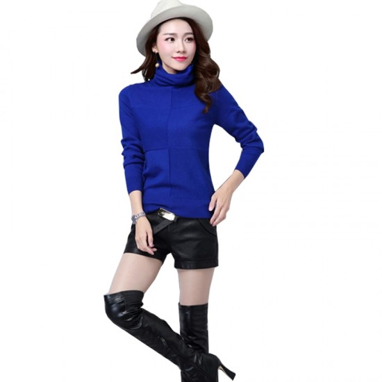 Showing image for Women's Check Patched High Neck L-Sleeve Sweater WH-26BL Women's Check Patched High Neck L-Sleeve Sweater WH-26BL image