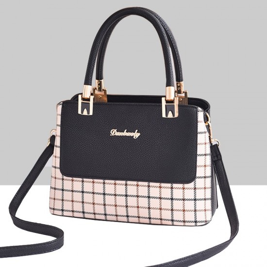 Checks Prints Black Contrast Shoulder Handbag WB-67BK