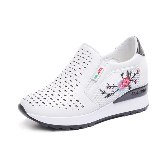 Women Floral Embroidery Sports Shoes - Black Contrast S-129BK