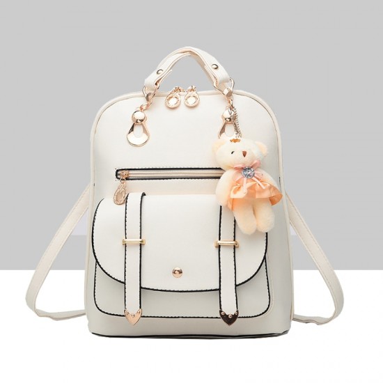 Teddy Bear Hanging Cream Double Strap Backpack  WB-85CR