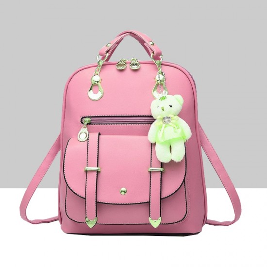 Teddy Bear Hanging Pink Double Strap Backpack WB-85PK
