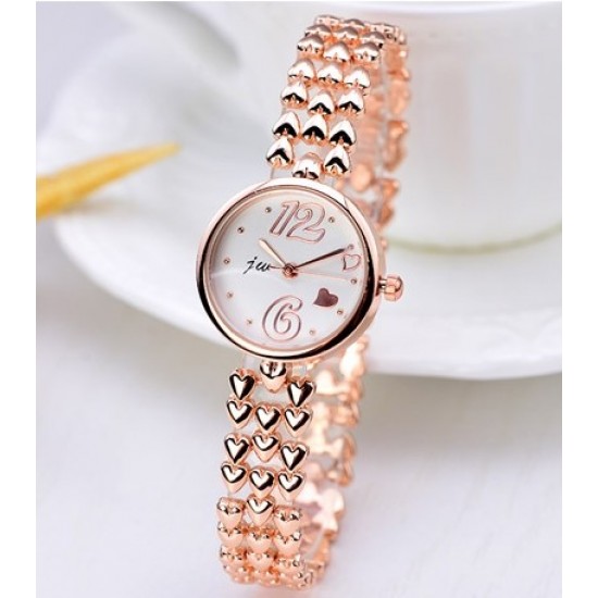 Gold Heart Design Round Dial Bracelet Watch W-24G Gold Heart Design Round Dial Bracelet Watch W-24G