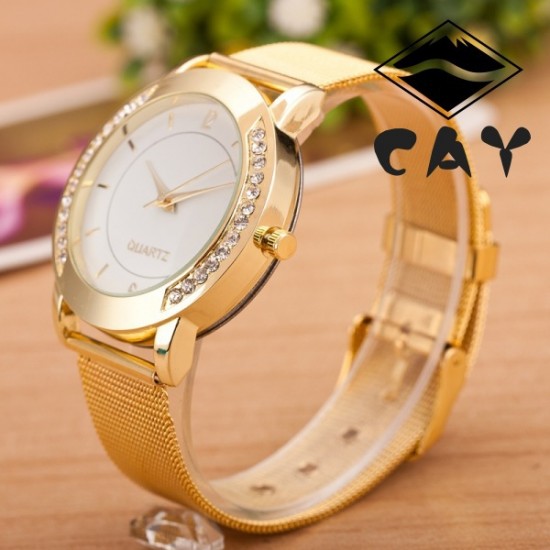Golden Stainless Mesh Strappy Analogue Watch W-28 Golden Stainless Mesh Strappy Analogue Watch W-28