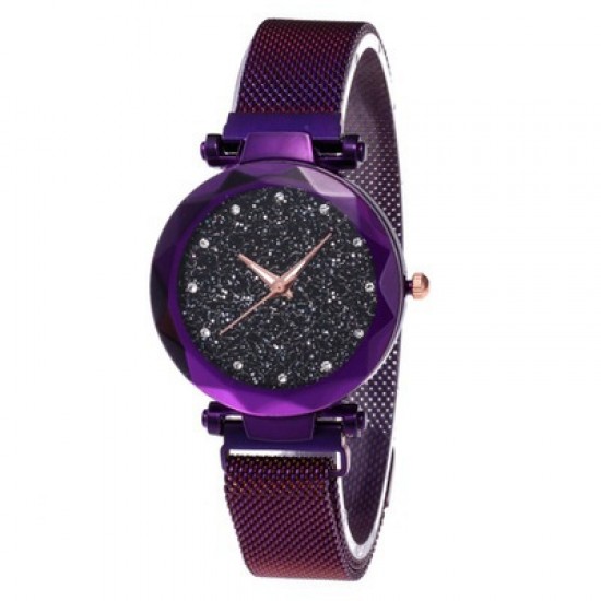 Purple Magnetic Strap Sky Diamond Dial Bracelet Watch W-33PR Purple Magnetic Strap Sky Diamond Dial Bracelet Watch W-33PR