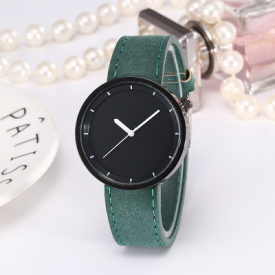Green Leather Strap Unisex Quartz Wrist Watch W-34GN