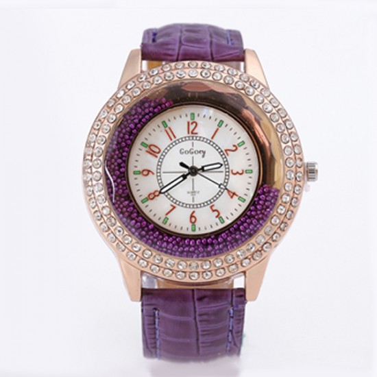 Crystals Decorative Dial Analogue Purple Color Watch W-45PR Crystals Decorative Dial Analogue Purple Color Watch W-45PR