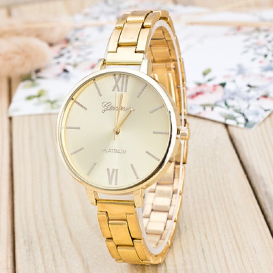 Roman Numbers Gold Stainless Steel Women Wrist Watch W-54G Roman Numbers Gold Stainless Steel Women Wrist Watch W-54G
