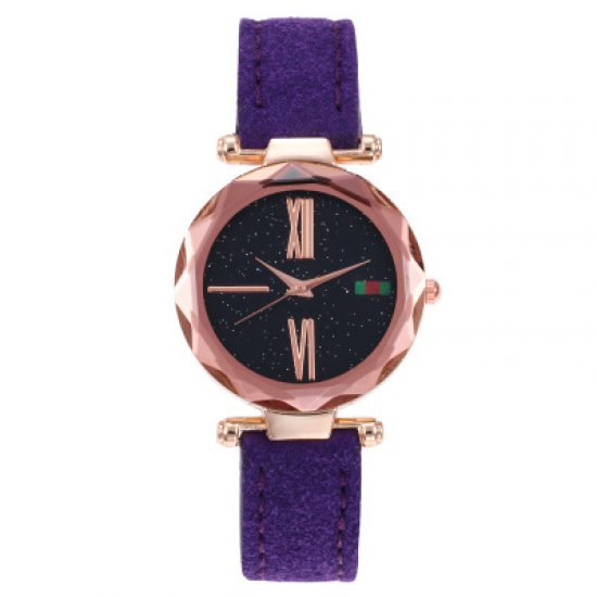 Golden Dial Leather Strapped Analogue Wrist Watch W-56PR