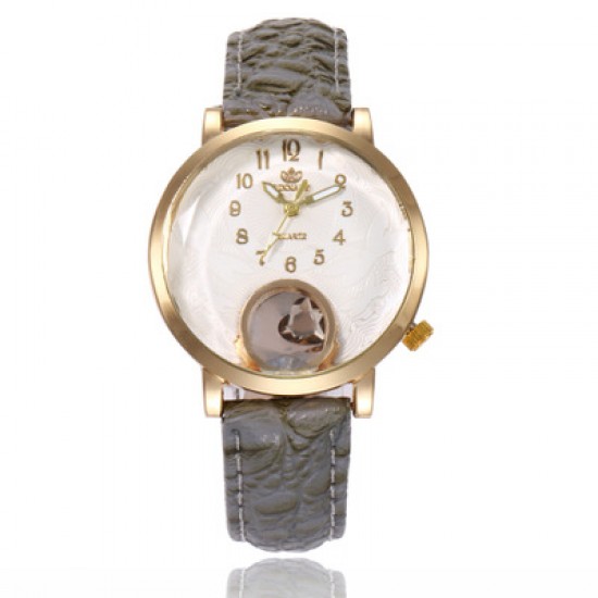 Ladies Fashion Grey Leather Strap Wrist Watch W-63GR