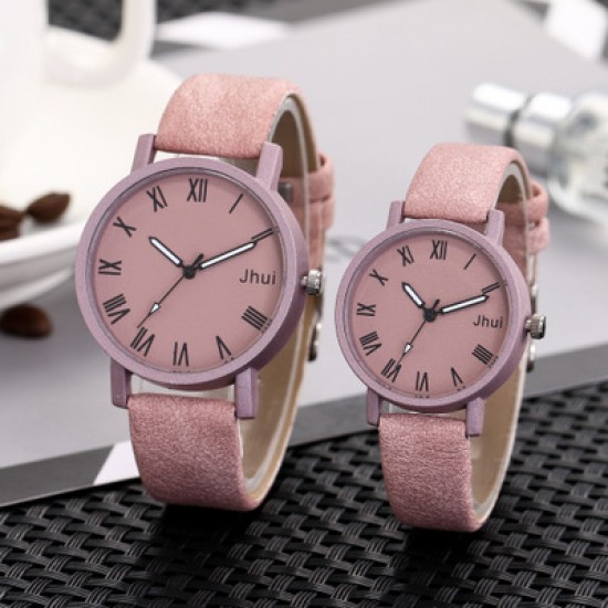 Roman Scales Simple Pink Couple Wrist Watch W-64PK