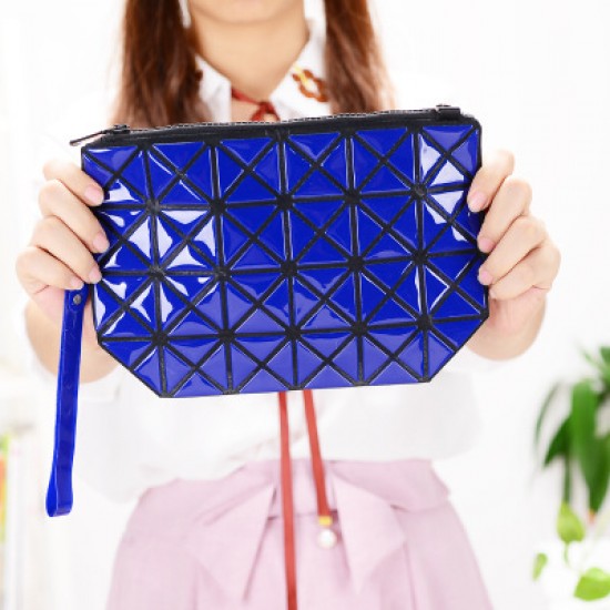 Vertical Chain Blue Patchwork Shoulder Bag WB-103BL