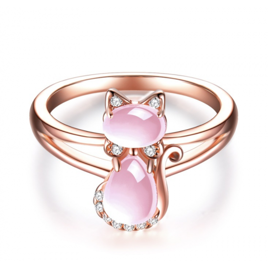 Women's Popular Kitty Cat Shape Rose Gold Ring R-21