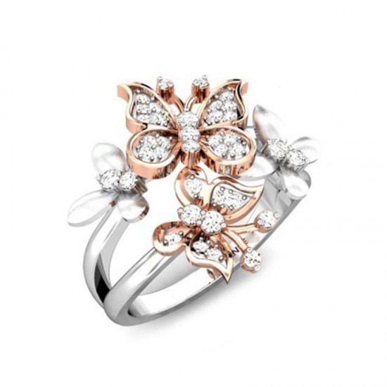 Women Cross Border Romantic Silver Butterfly Ring R-23