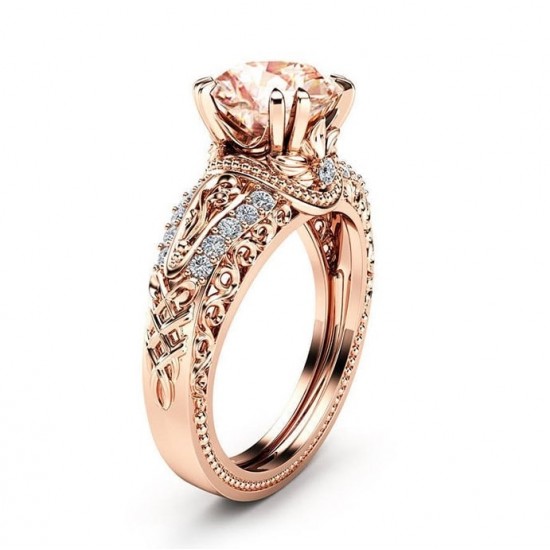 Micro-Encrusted Rose Gold Morganite Diamond Rings R-25RG Micro-Encrusted Rose Gold Morganite Diamond Rings R-25RG
