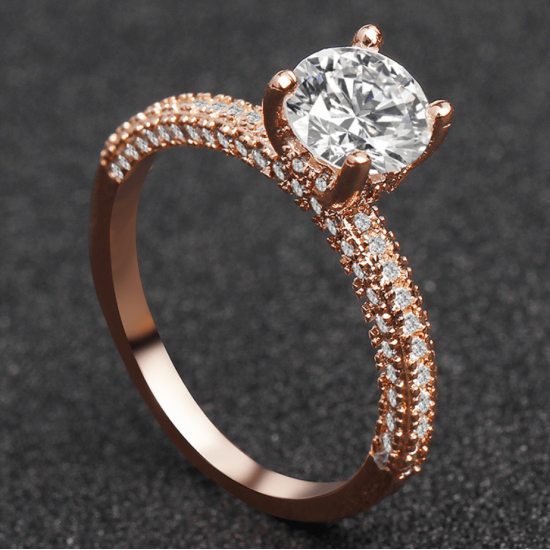 New Round Micro Diamonds Women Rose Gold Rings R-17RG