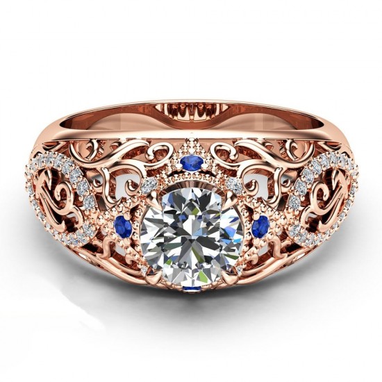 Luxury Filigree Design White Sapphire Gold Plated Rings R-33 Luxury Filigree Design White Sapphire Gold Plated Rings R-33