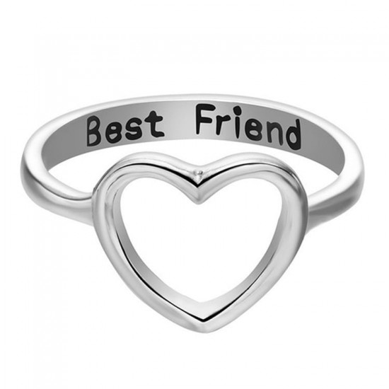 Silver Plated Best Friendship Heart Rings R-46S