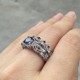 Blue Eternity Sapphire Double Sterling Silver Rings R-55 Blue Eternity Sapphire Double Sterling Silver Rings R-55 |image