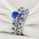 Blue Eternity Sapphire Double Sterling Silver Rings R-55 Blue Eternity Sapphire Double Sterling Silver Rings R-55 |image