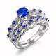 Blue Eternity Sapphire Double Sterling Silver Rings R-55 Blue Eternity Sapphire Double Sterling Silver Rings R-55 |image