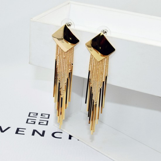 Long Drop Gold Square Tassel Earrings E-62G Long Drop Gold Square Tassel Earrings E-62G