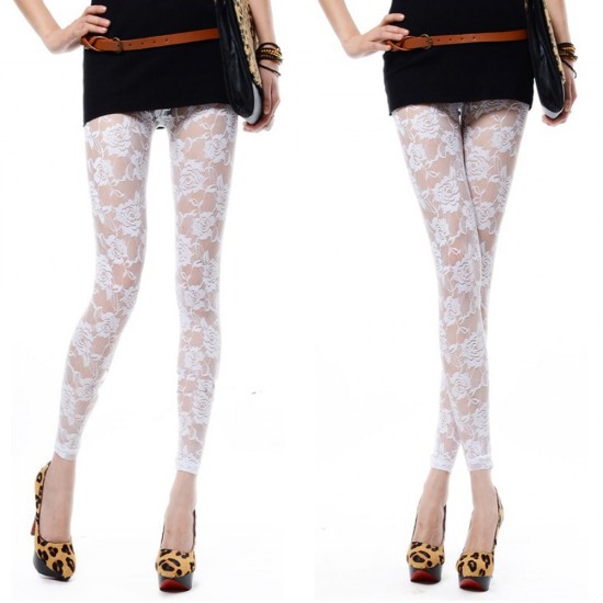 Showing image for Women's New White Hollow Out Lace Leggings WC-211WT Women's New White Hollow Out Lace Leggings WC-211WT |image