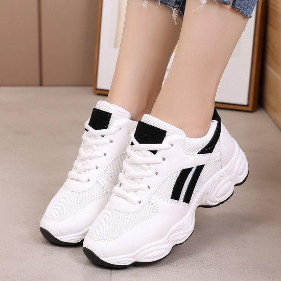 Casual Breathable White Black Running Shoes S-139BK