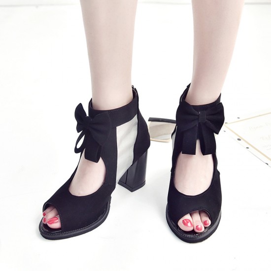 Peep Toe Black Heel Trendy Sandals S-168BK