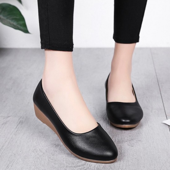 Soft Black Leather Flat Shoes S-140BK
