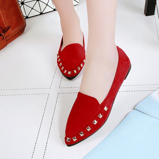 Casual Shallow Mouth Red Flat Shoes S-154RD