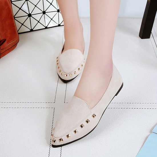 Casual Shallow Mouth Cream Flat Shoes S-154CR Casual Shallow Mouth Cream Flat Shoes S-154CR