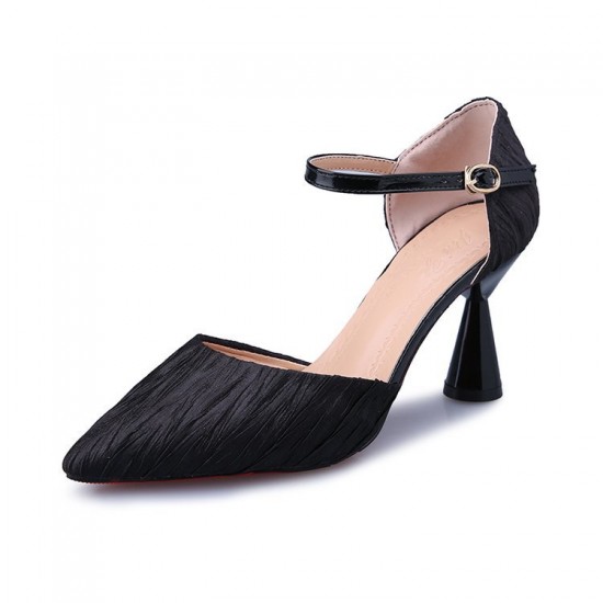 Mid High Heels Pointed Toe Black Casual Sandals S-166BK Mid High Heels Pointed Toe Black Casual Sandals S-166BK
