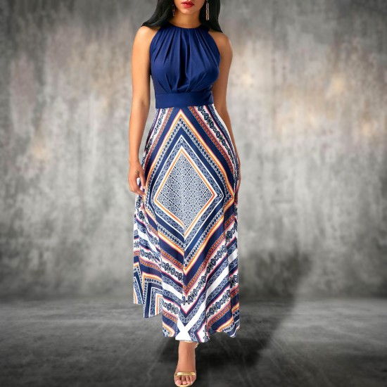 Sleeveless Top with High Waist Maxi Dress WC-335BL