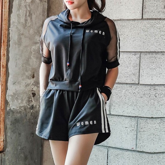 Summer Casual Short Sleeve Hoodied Sportswear Wc-377BK